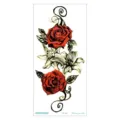 Waterproof 3D temporary tattoo sticker featuring red roses, white lilies and floral vine designs. - QC-667 / 210*100mm