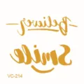 Metallic gold temporary tattoo sticker sheet with stylish script design and model VC-214. - VC-214