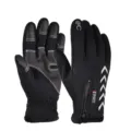 Waterproof Winter Cycling Gloves Thermal Fleece Touchscreen Zipper Sports Warm Gloves - M / Black