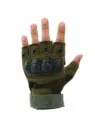 Tactical half-finger gloves detail, hard knuckle protection and breathable fabric design. - M / Soft Shell Half Army Green PU