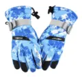 Gedetailleerd overzicht van waterdichte winterskihandschoenen met blauwe camo en touchfunctie. - M / Blauw-Wit Camouflage