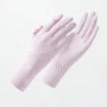 Guanti da protezione solare in seta di ghiaccio per donne, anti-UV, traspiranti, lunghi. - Rosa Logo K Esteso