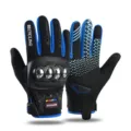 Heren volledige vinger motorhandschoenen met harde knokkelbescherming en touchscreen - L / Zwart en Blauw