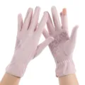 Women Men Sun Protection UV Cycling Gloves Ice Silk Fingerless Anti-Slip Driving Sports - One Size / Rouge Pink