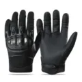 Men's tactical gloves, hard knuckle motorcycle riding anti-slip wear-resistant PU outdoor gear. - M / Patterned Black PU