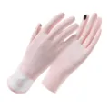 Summer ice silk sunscreen gloves full finger breathable anti-slip for cycling driving outdoor sports - One Size / Pink