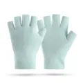 Thermal Fleece Fingerless Gloves Winter Warm High Elasticity Driving Cycling Cover - German Velvet Half-Finger Blue