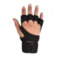 Zwarte fitness polsverband handschoenen, gym gewichtheffen training handpalm beschermers - M / Hef Zwart