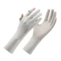 Guanti protettivi solari in seta di ghiaccio donna, anti-UV, antiscivolo grigio. - Protezione Solare Lettera Estesa Grigio Chiaro