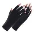 Zwarte halfvingerige zonbeschermende handschoenen ijszijde ademend anti-slip voor rijden - Halve Vinger Stijl A Zwart