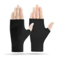 Zwarte gevoerde vingerloze thermische handschoenen met polsondersteuning voor fietsen. - Duits Fluwel Zwart Halve Vinger