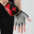 Vingervrije fietshandschoenen voor buitensporten, ademend mesh, antislip schokbestendige palm. - M / Halve Vinger Rood