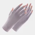 Dames ijszijde vingerloze zonbescherming handschoenen, UV-bestendig lavendel anti-slip. - Halve Vinger Stijl A Paars