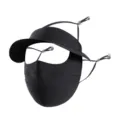Black sun protection face mask brim full face UV block ice silk breathable cover outdoor - Black
