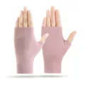 Warme thermische vingerloze handschoenen van zacht fleece voor dames en heren in winter. - Duits Fluwel Roze Halve Vinger