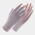 IJszeide UV-bescherming vingerloze zonnebrandhandschoenen voor vrouwen lichtpaars antislip - Halve Vinger Stijl A Lotusroze