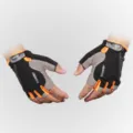 Zwarte grijze vingerloze fiets handschoenen met oranje details voor buitensport en mountainbiken. - S / Zwart Oranje