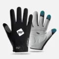 Outdoor cycling long-finger sports gloves with anti-slip palm and breathable mesh design. - Black