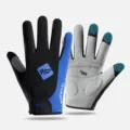 Outdoor sports cycling gloves long fingers spring non-slip mountain bike breathable wear-resistant. - Blue
