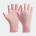 Pink ice silk half-finger sunscreen gloves for UV protection, driving and cycling daily. - Half Finger Style B Pink