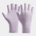Women UV Protection Ice Silk Half Finger Sunscreen Gloves for Driving Cycling Nail Art - Half Finger Style B Purple
