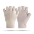 Thermal half-finger fleece gloves, dralon fabric, perfect for winter riding and driving. - German Velvet Half-Finger Beige