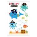 Waterproof kids temporary tattoo stickers, cute cartoon pirate shark design for birthday party. - EC-237