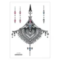 Waterproof chest tattoo sticker temporary body art mandala gem design black and white - Mandala Gemstone (AL-002) / 210*150MM