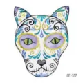 Adesivo per tatuaggio facciale temporaneo teschio di zucchero di gatto di Halloween - CE-337 / 60*60mm