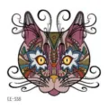 Adesivo per tatuaggio temporaneo gatto decorativo con intricati motivi floreali mandala. - CE-338 / 60*60mm