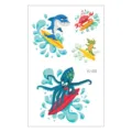 Waterproof kids cartoon temporary tattoo sticker with shark, octopus and ocean animal designs. - EC-233