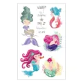 Cute cartoon mermaid temporary tattoo sticker sheet, waterproof kids body art variant. - Mermaid Style (EC-174)