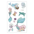 Waterproof cartoon mermaid temporary tattoo sticker sheet for kids, cute ocean animal designs. - Mermaid Style (EC-180)