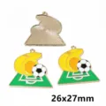 Close-up detail view of World Cup football whistle alloy enamel pendant charm, size 26x27mm. - Soccer-1