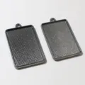 Gunmetal alloy rectangular pendant tray bezels, perfect for DIY jewelry making and crafts. - Gun Black