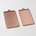 Rose gold alloy rectangular pendant bezel tray for DIY jewelry making 38x25mm inner - Plated Rose Gold