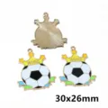 Soccer ball alloy enamel charm pendant with crown design, DIY jewelry making 30x26mm. - Soccer - 12