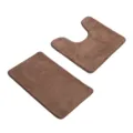 Brown absorbent bath mat set, non-slip bathroom rug and contour mat for toilet floor. - 60x100cm+60x50cm / Coffee