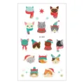 Hoja de pegatina de tatuaje temporal de gato de dibujos animados de Navidad para niños - EC-832