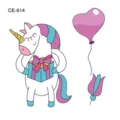 Cute cartoon unicorn temporary tattoo sticker with gift box and balloon design for kids. - CE-614 Unicorn Pattern (CE-614)