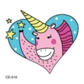 Cute cartoon unicorn waterproof temporary tattoo sticker for kids lovely art design - CE-616 Unicorn Pattern (CE-616)