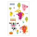 Cute farm animal temporary tattoo stickers sheet for kids, waterproof colorful cartoon body art. - Farm Animal Style (EC-583)
