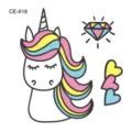 Waterproof temporary tattoo sticker cute unicorn variant style for kids and fun body art decoration. - CE-618 Unicorn Pattern (CE-618)