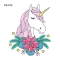 Waterproof temporary unicorn tattoo sticker for children with floral cartoon design. - CE-619 Unicorn Pattern (CE-619)