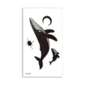 Pegatina de tatuaje temporal impermeable con bonito diseño de ballena y luna para niños. - Ballena Luna(HC-287) / 60*105mm