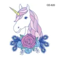 Waterproof temporary tattoo sticker with cute unicorn and floral design, perfect for kids. - CE-620 Unicorn Pattern (CE-620)
