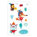 Kids cute cartoon temporary tattoo sticker sheet with winter animals like fox, bear and owl. - Winter Animal Style (EC-586)