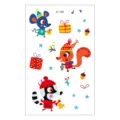 Kids cartoon animal temporary tattoo sticker, cute winter Christmas holiday design sheet style. - Festive Animal Style (EC-588)