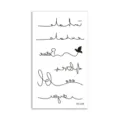Minimalist temporary tattoo sheet with black line art cursive designs and cute motifs waterproof - English And Heart(HC-275) / 60*105mm