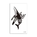 Waterproof temporary tattoo sticker featuring cute whale and floral design for kids. - Whale Floral(HC-286) / 60*105mm